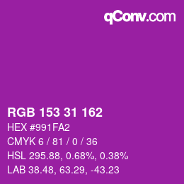Color code: RGB 153 31 162 | qconv.com
