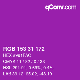 Color code: RGB 153 31 172 | qconv.com