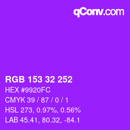 カラーコード: RGB 153 32 252 | qconv.com