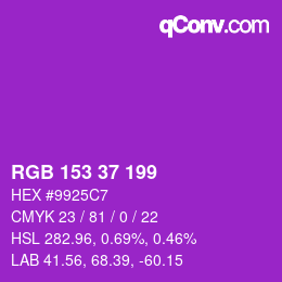 Color code: RGB 153 37 199 | qconv.com