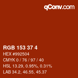 Color code: RGB 153 37 4 | qconv.com
