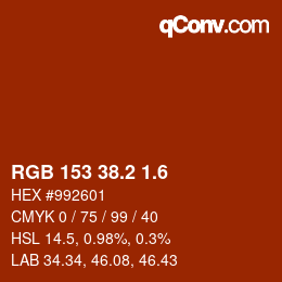 カラーコード: RGB 153 38.2 1.6 | qconv.com