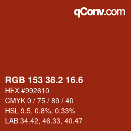 カラーコード: RGB 153 38.2 16.6 | qconv.com