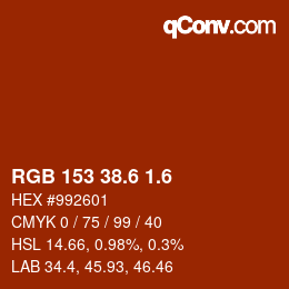 カラーコード: RGB 153 38.6 1.6 | qconv.com