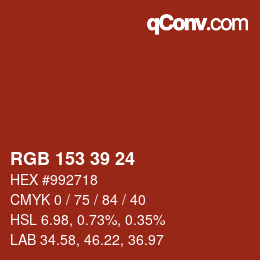 カラーコード: RGB 153 39 24 | qconv.com