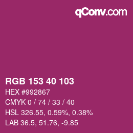 Color code: RGB 153 40 103 | qconv.com