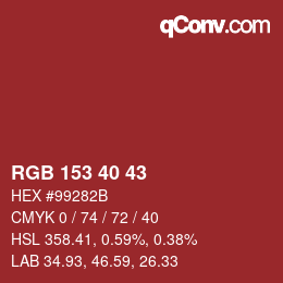 Farbcode: RGB 153 40 43 | qconv.com