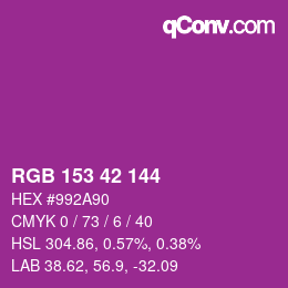 カラーコード: RGB 153 42 144 | qconv.com