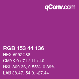 カラーコード: RGB 153 44 136 | qconv.com