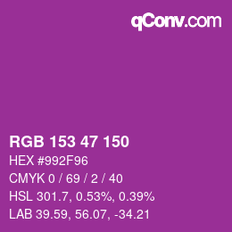 Color code: RGB 153 47 150 | qconv.com