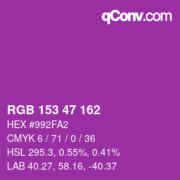 Color code: RGB 153 47 162 | qconv.com