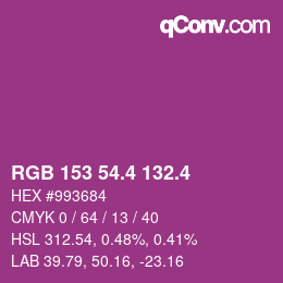 カラーコード: RGB 153 54.4 132.4 | qconv.com
