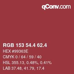 カラーコード: RGB 153 54.4 62.4 | qconv.com