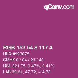 カラーコード: RGB 153 54.8 117.4 | qconv.com