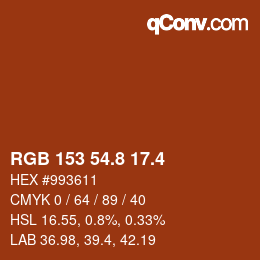 カラーコード: RGB 153 54.8 17.4 | qconv.com