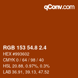 カラーコード: RGB 153 54.8 2.4 | qconv.com
