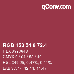 カラーコード: RGB 153 54.8 72.4 | qconv.com
