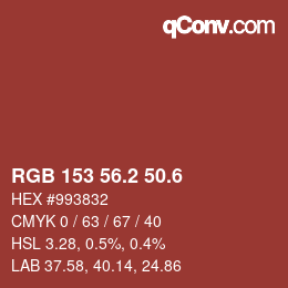 カラーコード: RGB 153 56.2 50.6 | qconv.com