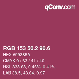 カラーコード: RGB 153 56.2 90.6 | qconv.com