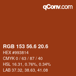 カラーコード: RGB 153 56.6 20.6 | qconv.com