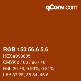 カラーコード: RGB 153 56.6 5.6 | qconv.com