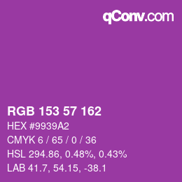 Color code: RGB 153 57 162 | qconv.com