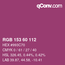 カラーコード: RGB 153 60 112 | qconv.com