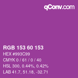 颜色代码: RGB 153 60 153 | qconv.com