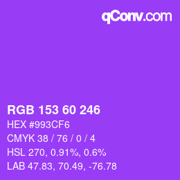 颜色代码: RGB 153 60 246 | qconv.com