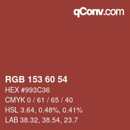 Color code: RGB 153 60 54 | qconv.com