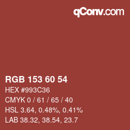 Color code: RGB 153 60 54 | qconv.com