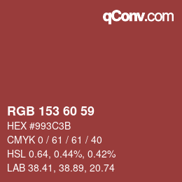 カラーコード: RGB 153 60 59 | qconv.com