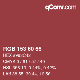 カラーコード: RGB 153 60 66 | qconv.com