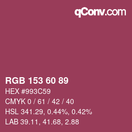 カラーコード: RGB 153 60 89 | qconv.com