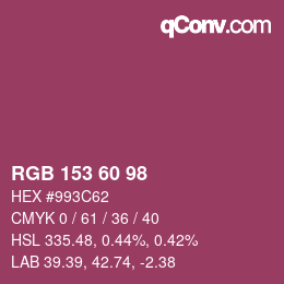 カラーコード: RGB 153 60 98 | qconv.com