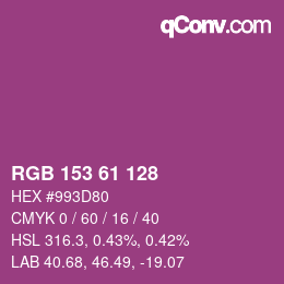 カラーコード: RGB 153 61 128 | qconv.com