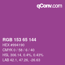 Color code: RGB 153 65 144 | qconv.com