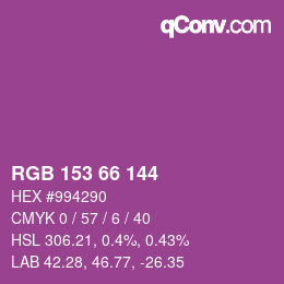 Color code: RGB 153 66 144 | qconv.com