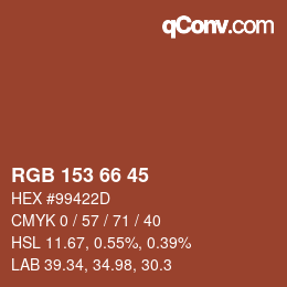 Color code: RGB 153 66 45 | qconv.com