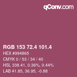 カラーコード: RGB 153 72.4 101.4 | qconv.com