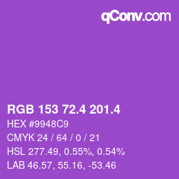 カラーコード: RGB 153 72.4 201.4 | qconv.com