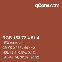 カラーコード: RGB 153 72.4 51.4 | qconv.com