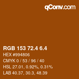 カラーコード: RGB 153 72.4 6.4 | qconv.com