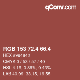 カラーコード: RGB 153 72.4 66.4 | qconv.com