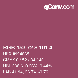 カラーコード: RGB 153 72.8 101.4 | qconv.com