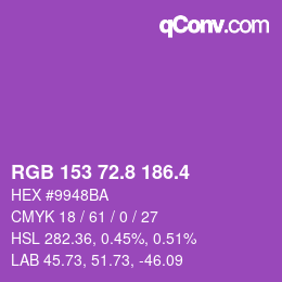 カラーコード: RGB 153 72.8 186.4 | qconv.com
