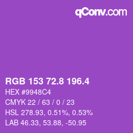 カラーコード: RGB 153 72.8 196.4 | qconv.com