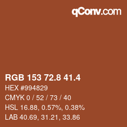 カラーコード: RGB 153 72.8 41.4 | qconv.com