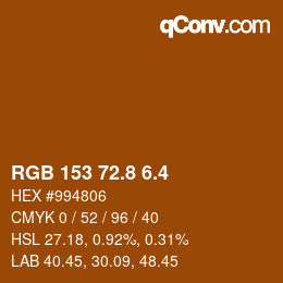 カラーコード: RGB 153 72.8 6.4 | qconv.com
