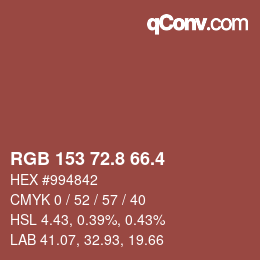 カラーコード: RGB 153 72.8 66.4 | qconv.com